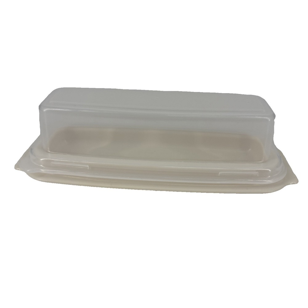 Vintage Rubbermaid Servin Saver Almond Butter Stick Dish Keeper W/Clear Lid 0477